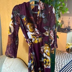 Ivanka Trump women’s floral print purple faux wrap dress